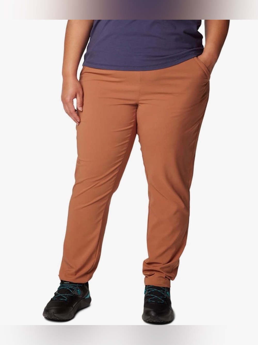 Columbia Womens Anytime Slim Pull On Pants Skinny Stretch Camel Brown Size 2X